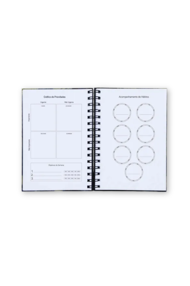 planner semanal de capa dura a5 – 156 folhas (75g)