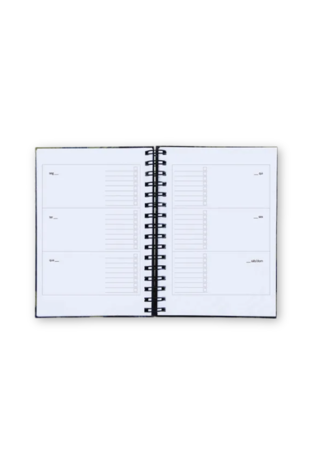 planner semanal de capa dura a5 – 156 folhas (75g)