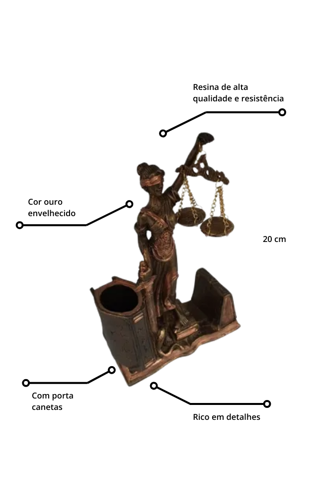 estátua dama da justiça em resina – símbolo jurídico decorativo